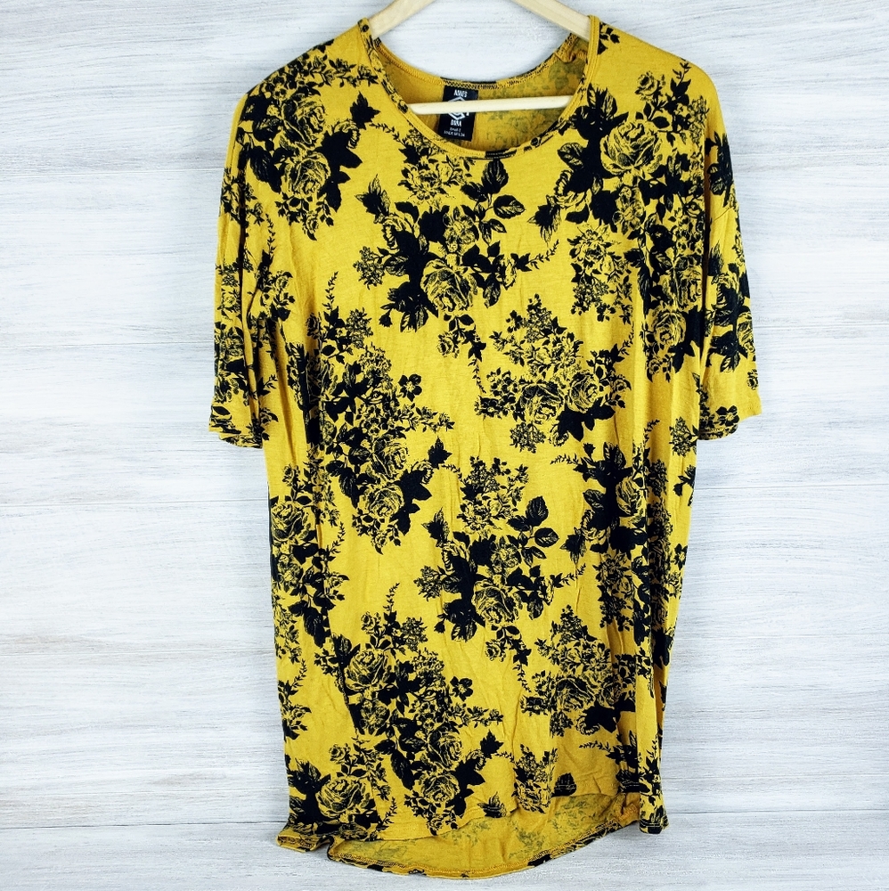 Agnes & Dora Floral Black and Yellow Top Made in USA